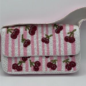 Cherry Beaded Pink & White Women's Bag Made in India NWT TikTok Instagram Viral